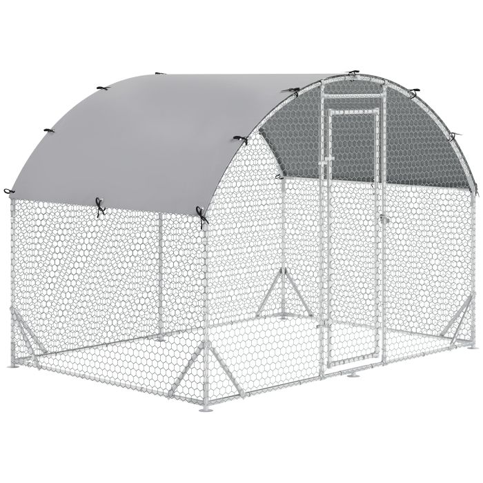 Walk In Chicken Run Galvanized Chicken Coop Hen Poultry House Cage Rabbit Hutch Pet Playpen Backyard with Water-Resist Cover, 2.8 x 1.9 x 2m