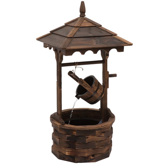 Fir Wood Outdoor Garden Décor Wishing Well Waterfall
