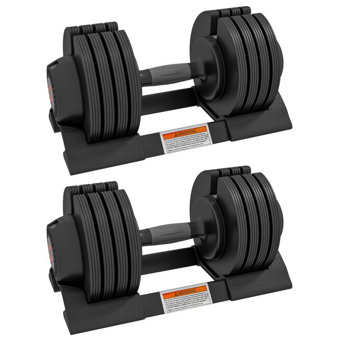 McAlpin 2 x 24KG Adjustable Dumbbells Set with Storage Tray and Handle - Black