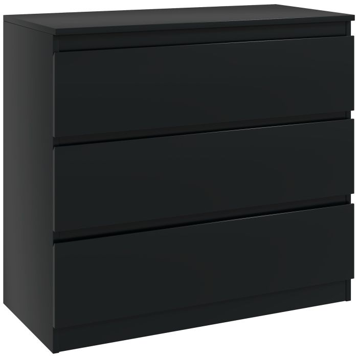 ROWAN Black Chest of Drawers - Medium-sized, 3 Drawers