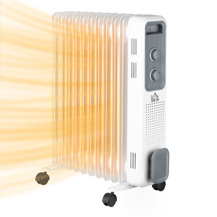 2720W Oil Filled Radiator, Portable Electric Heater w/ 3 Heat Settings, Adjustable Thermostat, Safe Power-Off, 11 Fins