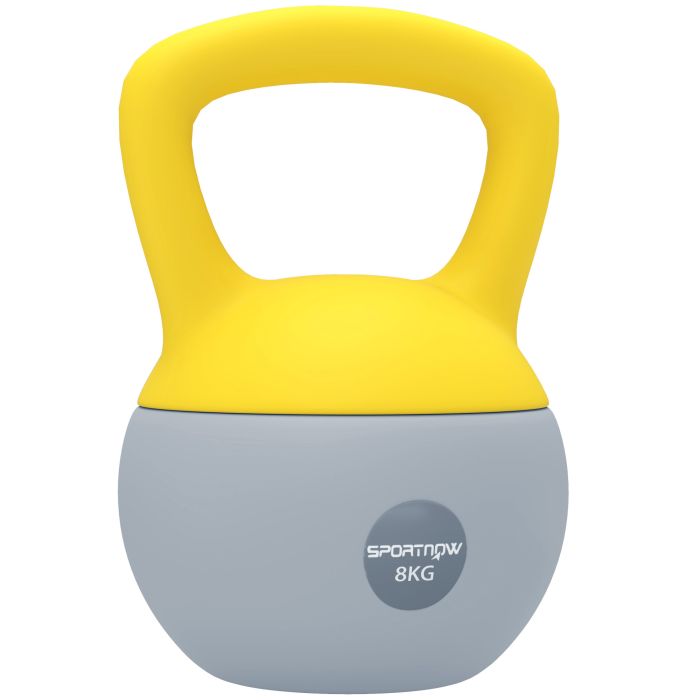 SPORTEDGE Soft Kettlebell, 8kg Kettle Bell with Non-Slip Handle for Home Gym Weight Lifting and Strength Training, Yellow and Grey