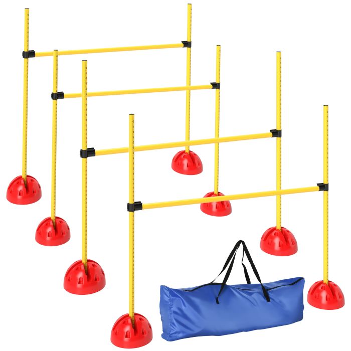 PAWSTER 4 Piece Dog Agility Equipment with 4 Hurdle & Carry Bag for Jump Training, Yellow