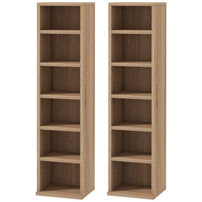 CD Media Display Shelf Unit Tower Rack with Adjustable Shelves, Set of 2