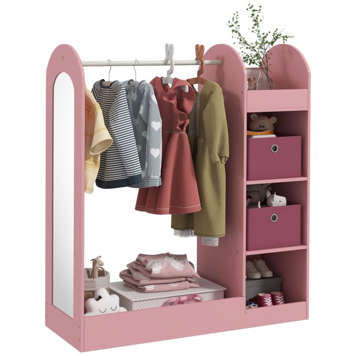 Kids Furniture - Kids Clothes Rail with Storage Shelf Pink 36cm
