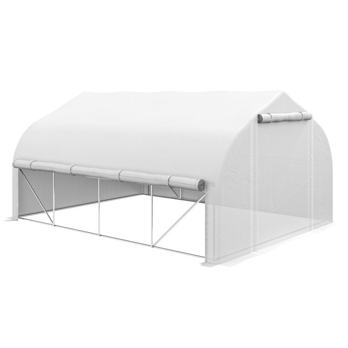 4x3m Walk-in Polytunnel Greenhouse with Zipped Sidewalls and PE Cover