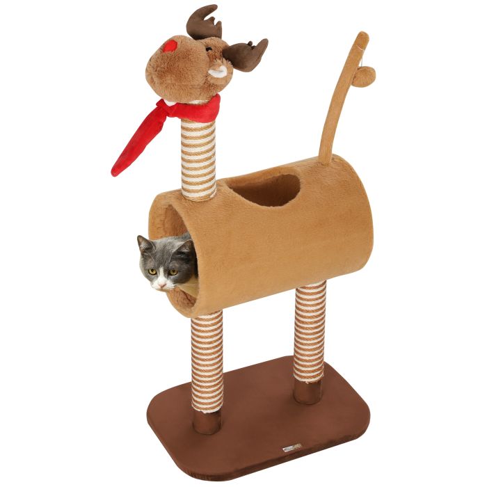 Cat Furniture - Pawzy Deer Themed Cat Tree with Scratching Posts Brown 48cm
