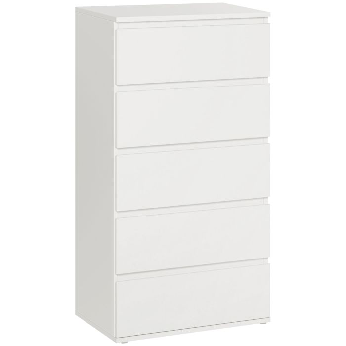 ROWAN White Chest of Drawers - Tallboy, Medium-sized, 5 Drawers