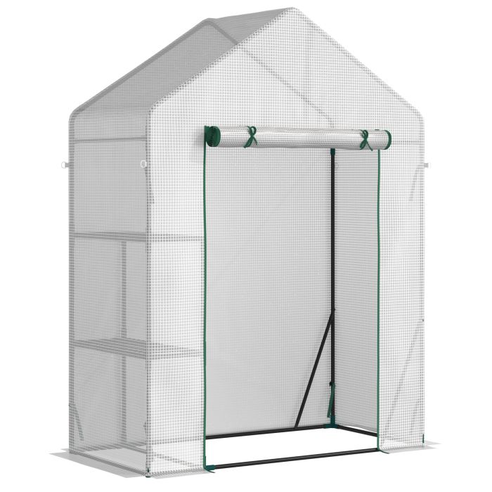 Greenhouse for Outdoor, Portable Gardening Plant Grow House with 2 Tier Shelf, Roll-Up Zippered Door, PE Cover, 143 x 73 x 195cm, Green