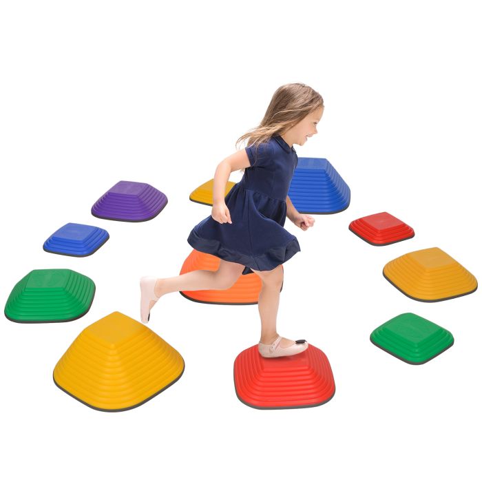 AIVAGO Balance Stepping Stones for Kids, 11PCs Non-Slip Stackable River Stones, Obstacle Courses for Balance & Motor Skills