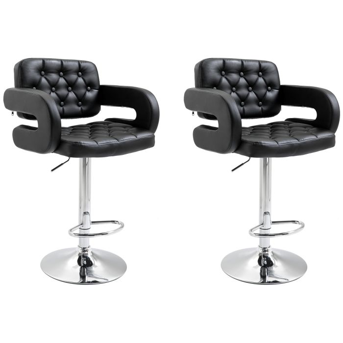 Set of 2 PU Leather Upholstered Swivel Bar Stool Height Adjustable