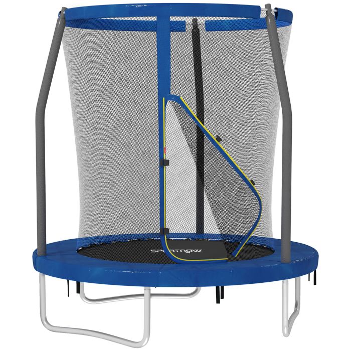 SPORTEDGE 6ft Trampoline with Safety Enclosure Net, Steel Frame Outdoor Trampoline, Jumping Mat with Edge Safety Cover for Fitness, Blue