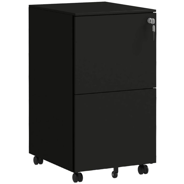 Vinsetto 2-Drawer Filing Cabinet with Lock Adjustable Bar - Black