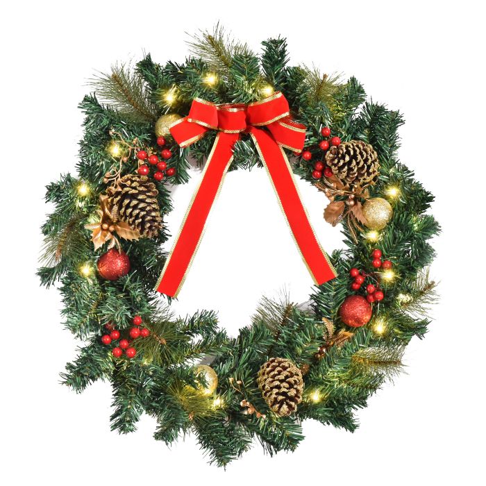 Debbie Christmas Door Wreath, 60 cm Diameter - Green