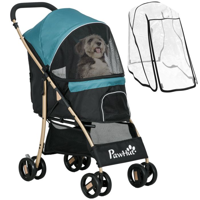 Oxfoad Pet Stroller for Small Minature Dogs with Rain Cover Dark Green