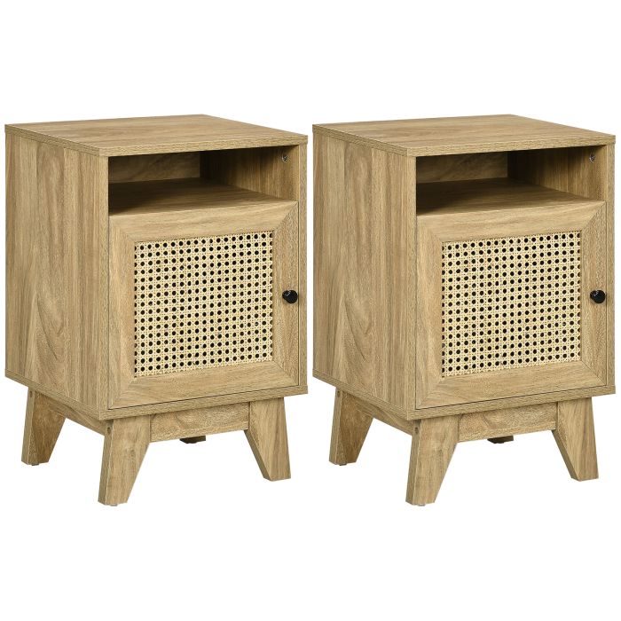 Bedside Table - MORRIN 2 Piece Nightstand Natural 39cm