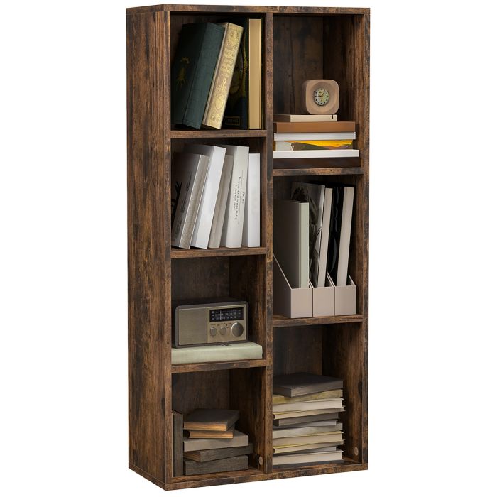 Bookcase Industrial Bookshelf Free Standing Display Cabinet Cube Storage Unit for Home Office Living Room Study Rustic Brown