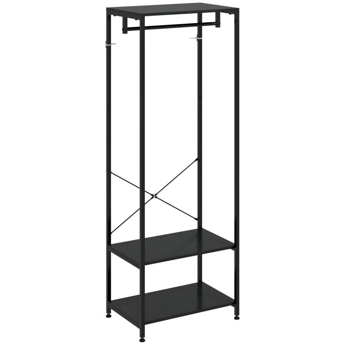 Scott Hallway Coat Rack and Shoe Bench - Black