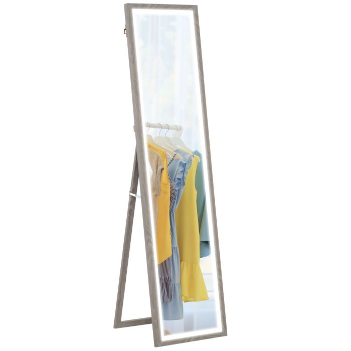 HERON Full Length Mirror, with Adjustable Outer Light, Grey