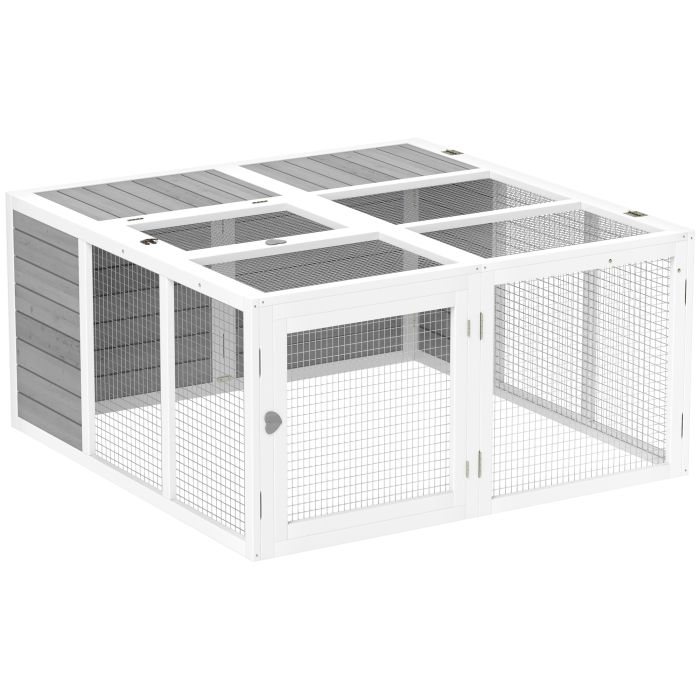 Shelley Rabbit Hutch with Openable Foldable Roof - Light Grey
