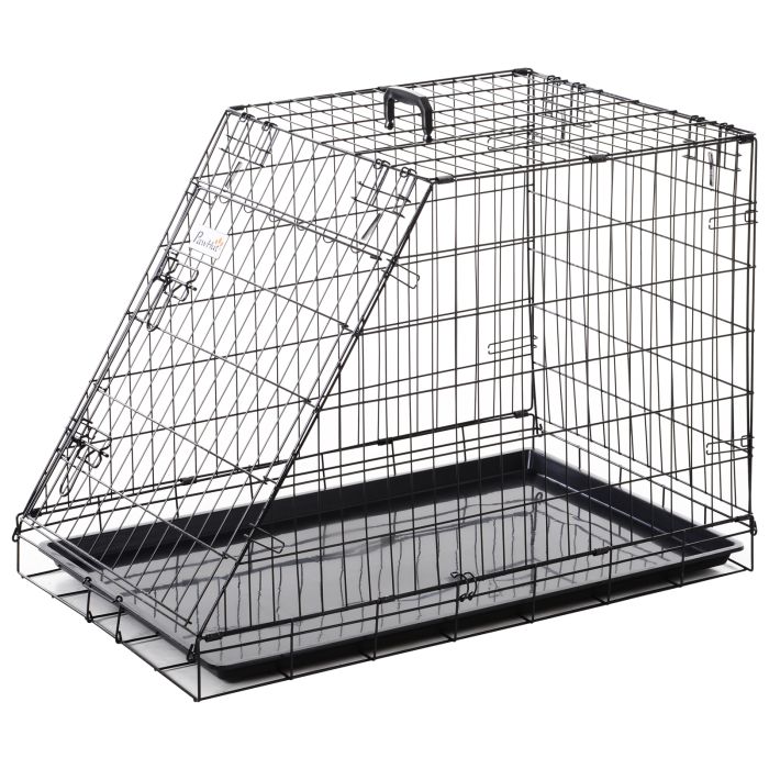 PAWSTER Trapeze Collapsible Dog Pet Travel Box Cage Removable Tray 93 x 58 x 65cm
