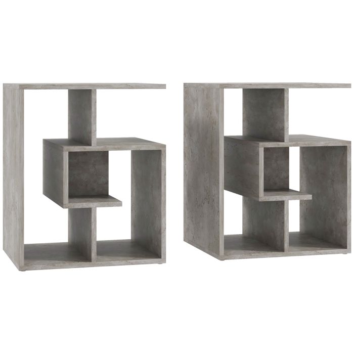Scott 3 Tier Side Table with Open Storage Shelves - Cement Grey