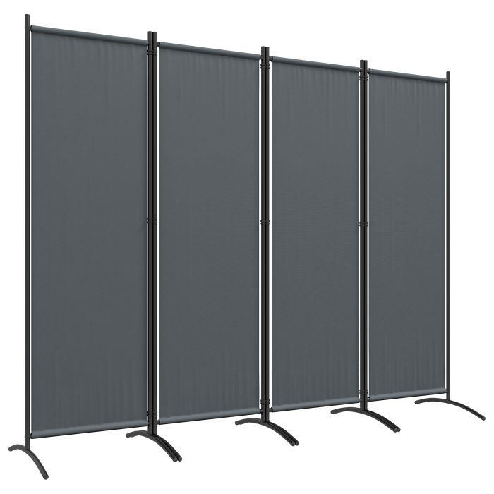 SUNVISTA 4 Panel Folding Garden Divider, 1.7m Privacy Screen with Wide Feet, Portable Freestanding Privacy Panel for Deck, Pool, Hot Tub, Dark Grey