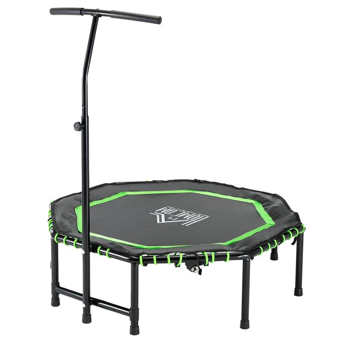 48" Octagonal Mini Fitness Rebounder Trampoline Indoor Outdoor Foldable Mini Jumper with Adjustable Handle, Green