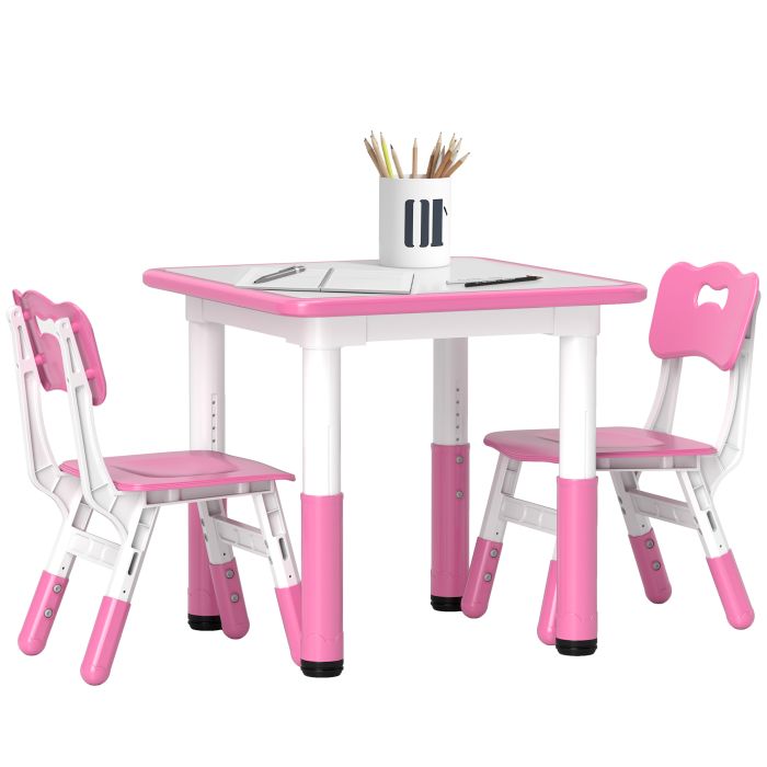 Kinsey Adjustable Toddler Table Chair Set 3 Pcs Children Activity - Pink