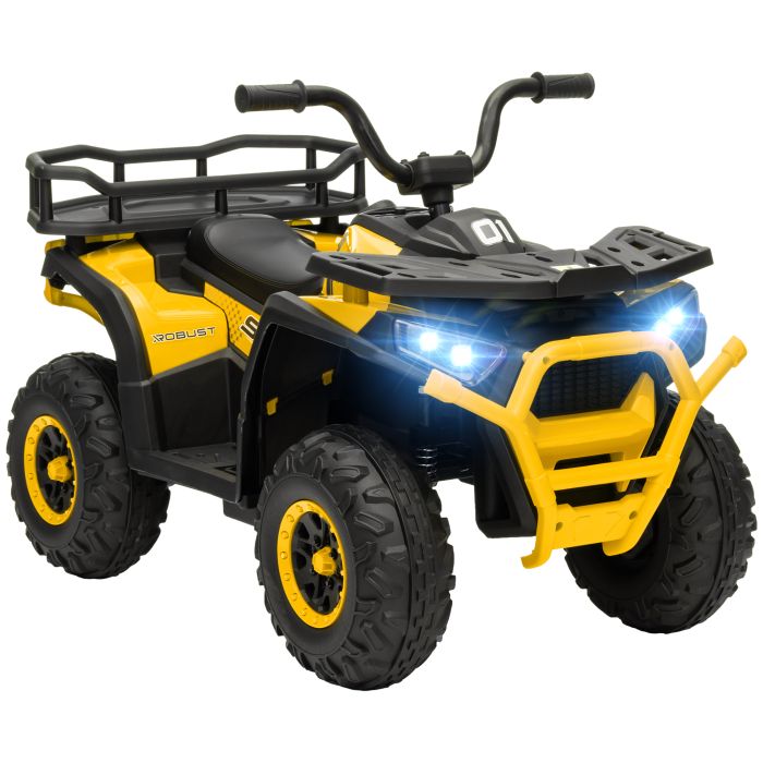 AIVAGO 12V Kids Electric Ride on ATV, Battery Powered Quad Bike w/ Spring Suspension, Forward Backward, Storage Basket - Yellow