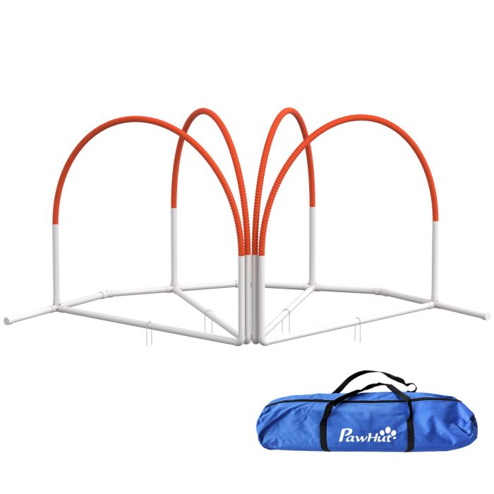 Pet Agility Equipment - Pawzy 4-Piece Dog Agility Training Set Orange 89cm