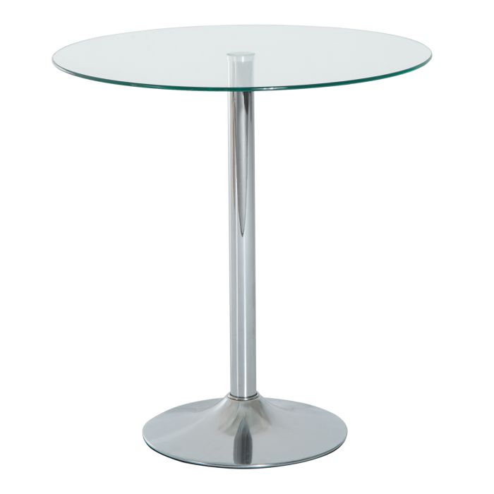 Round Dining Table, Modern Dining Room Table with Tempered Glass Top, Steel Base, Space Saving Small Bar Table