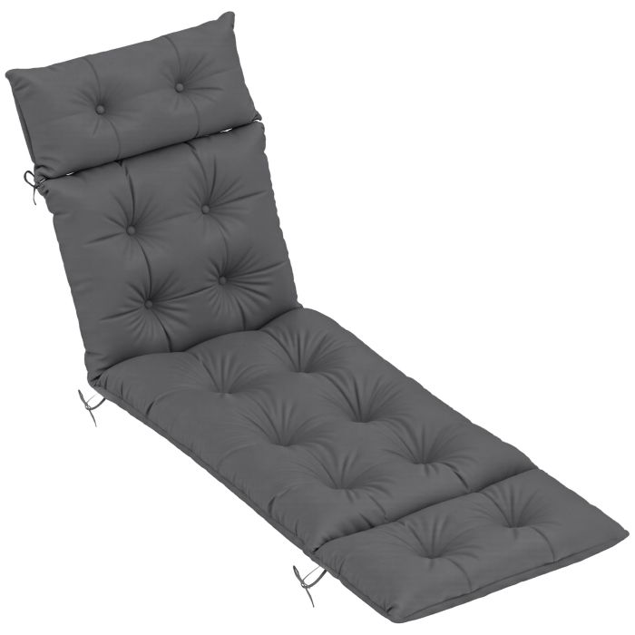 SUNVISTA Sun Lounger Cushion Only, 190x56x10cm Garden Lounge Chair Cushion, Dark Grey