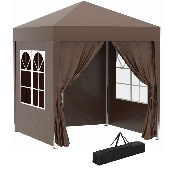 Pop Up Gazebo Canopy, size (2 x 2m)- Coffee