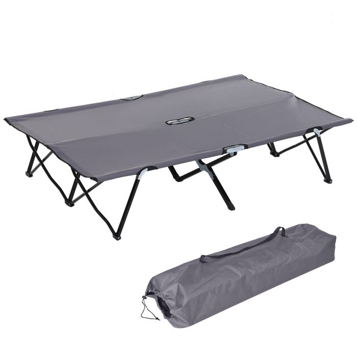 Outdoor Double Camping Folding Cot Portable Sunbed with Carry Bag