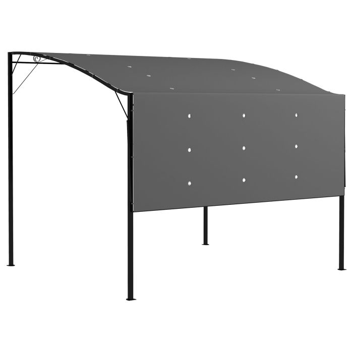 3x2.5m Patio Metal Gazebo Door Window Awning Wall Mount Metal Outdoor Shelter Charcoal Grey