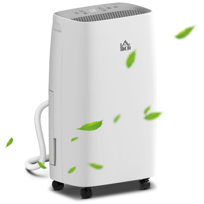 2500ml Electric Portable Air Dehumidifier with Humidity Display and 2 Speed Modes -  White