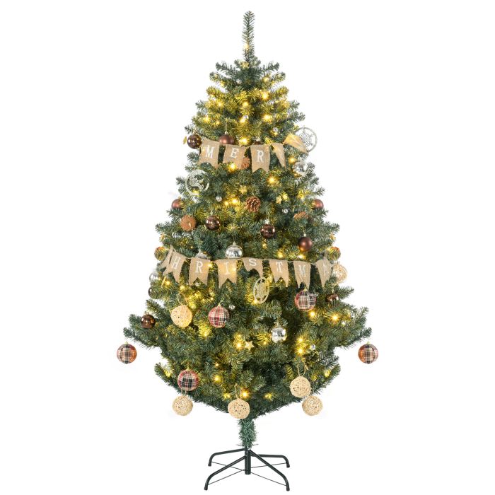 Debbie 6 Artificial Prelit Christmas Trees Holiday Decor with Warm White LED Lights Decoration Banner Tag Ball