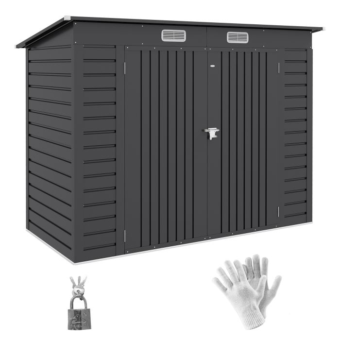 Jones 8 x 4FT Galvanised Garden Storage Shed - Grey