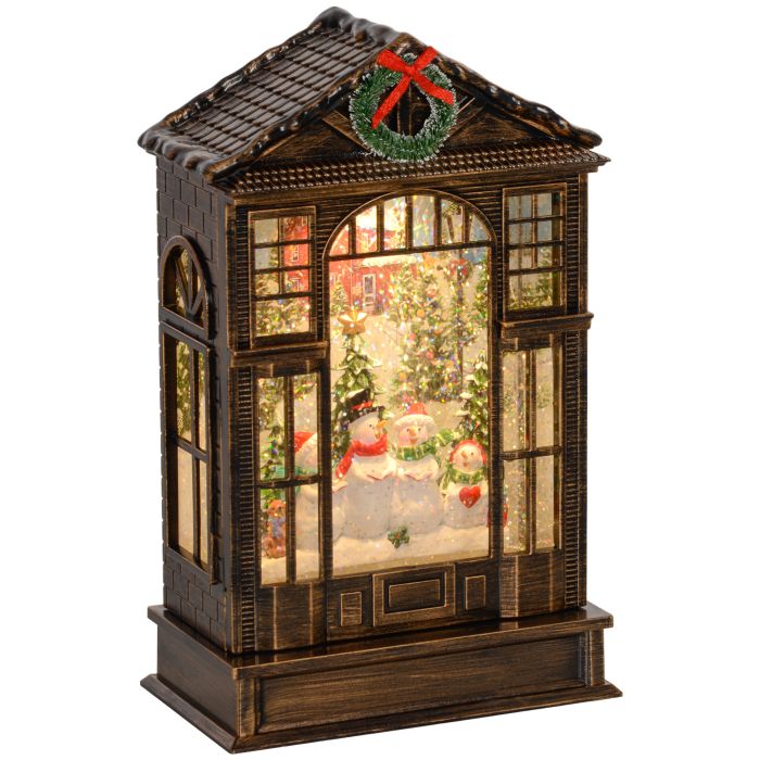 Lantern - Musical Snow Globe Lantern with LED Bronze 16cm