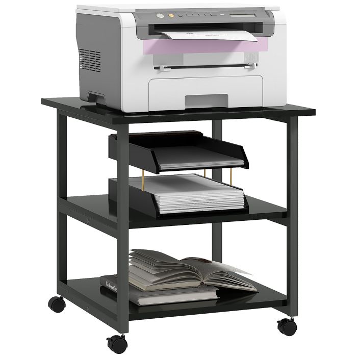 Scott 3-Tier Printer Stand with Storage Shelf Mobile Printer - Black