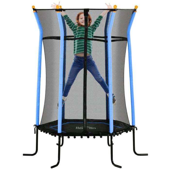 HERON Kids Trampoline Mini Bouncer with Enclosure Safety Net For Ages 3-10 Years - Blue