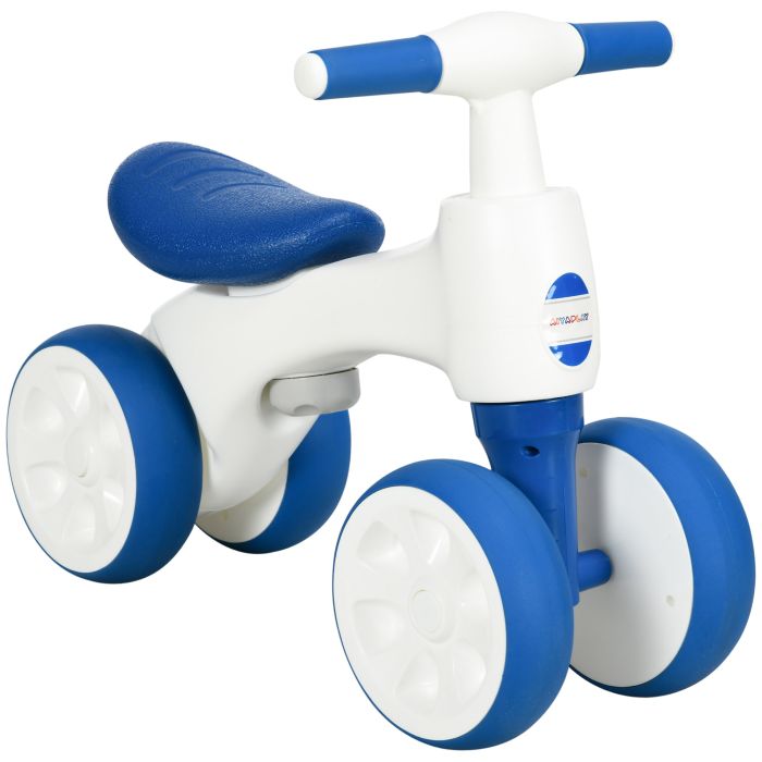 Kids Balance Bike with Anti-Slip Handlebars, Four Wheels, No Pedal - Blue