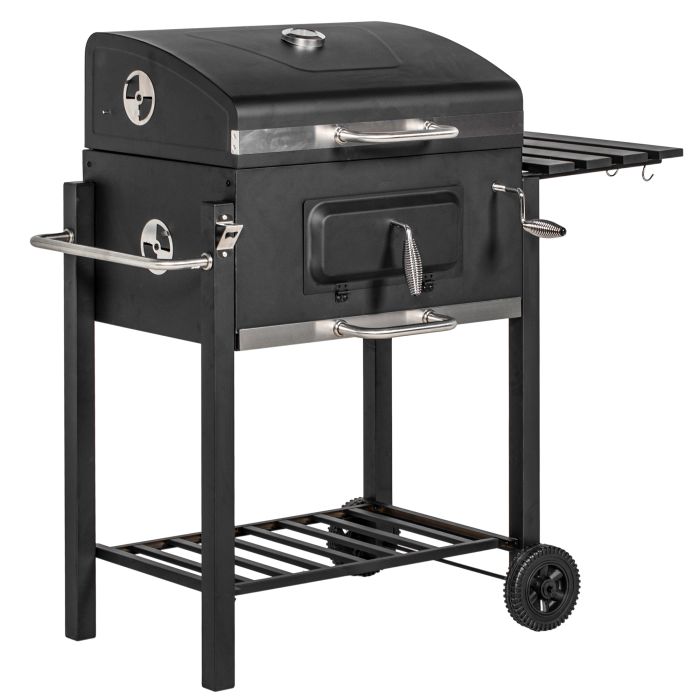 Jones Charcoal Grill with Height-Adjustable Coal Pan - Black