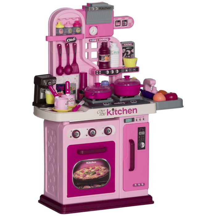 Kids Toy - Kids Kitchen with 33 Piece Accessories for Ages 3-6 Pink 22cm