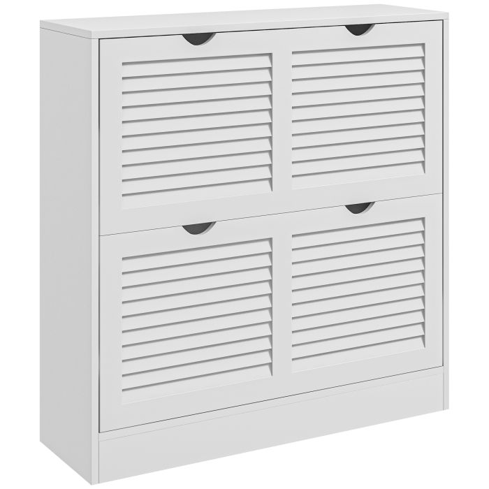 PONAM 2 Flip Drawers Medium Shoe Cabinet White