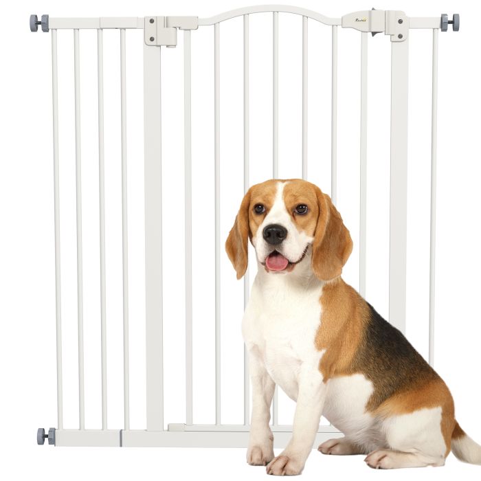 Metal Pet Safety Gate Dog Gate Folding Fence, White