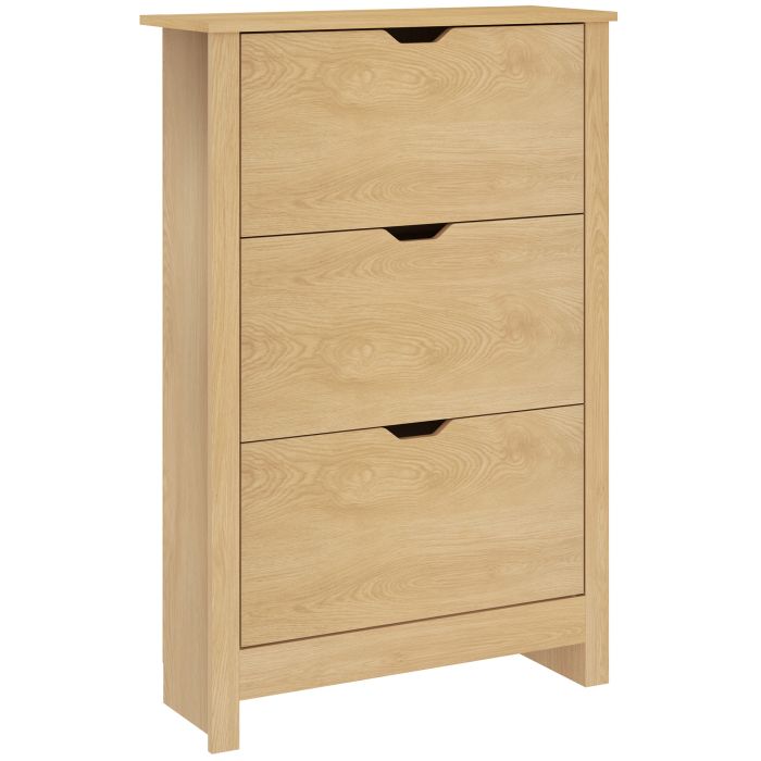 TUSAZIA Large Shoe Cabinet Oak Finish
