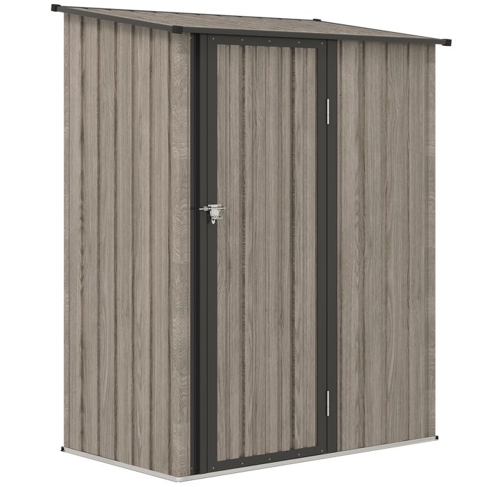 SUNVISTA 5ft x 3ft Metal Garden Storage Shed, Outdoor Tool Shed with Sloped Roof, Lockable Door for Tools, Equipment, Light Grey