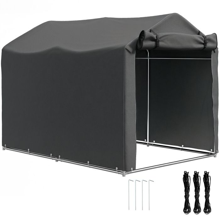 SUNVISTA Outdoor Storage Tent 2.2x1.6m, Waterproof Bike Shelter with Zipper Door & UV Protection - Dark Grey